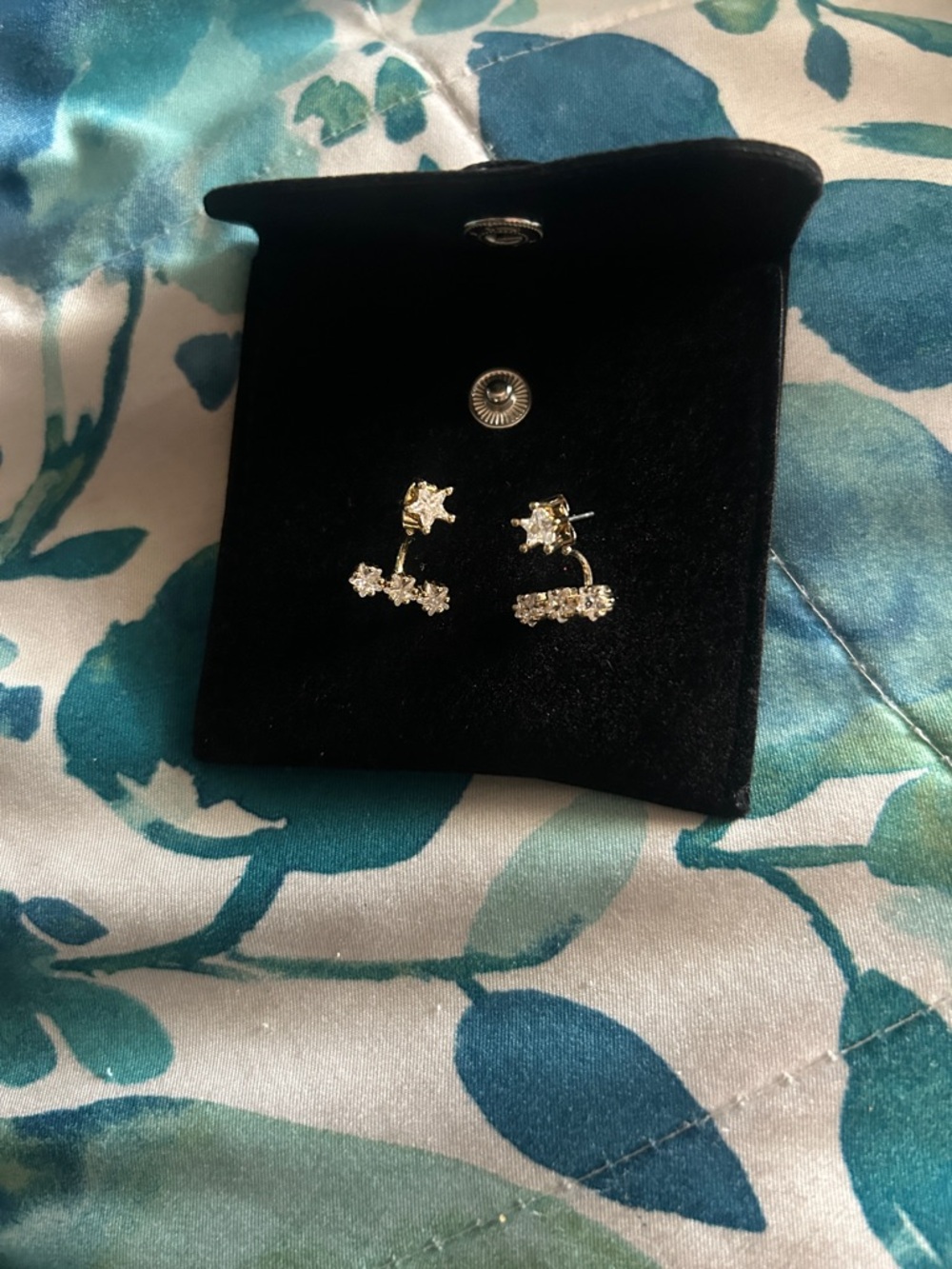 Crystal Star & Bar Drop Earrings - Gold Tone